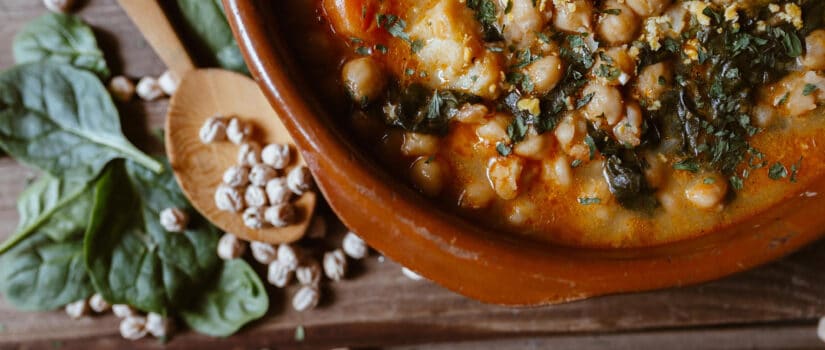 Close-up of ribollita, the traditional Tuscan bread and vegetable soup with beans, kale, and seasonal autumn flavors.